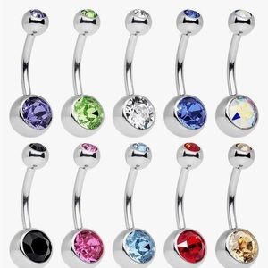 10 Pack Assorted Color Belly Button Rings